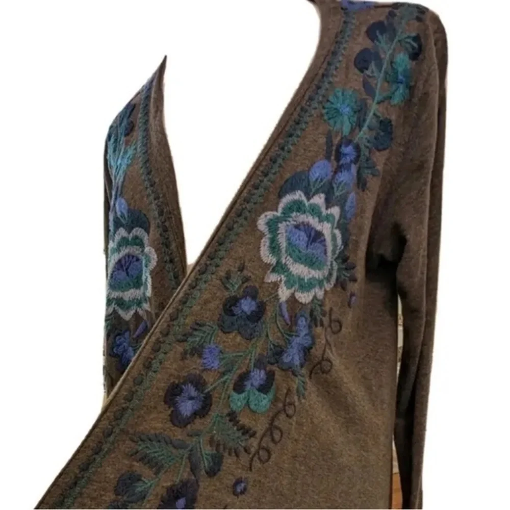 Johnny Was Rosa Draped Cardigan Embroidered Open Waterfall Sweater/tunic NWT - Picture 6 of 8